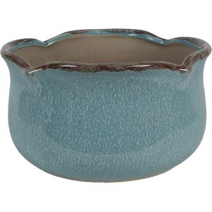 Clayre & Eef Bloempot Ø 15x9 cm Blauw Keramiek Plantenpot