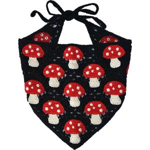 Clayre & Eef Bandana Kind 80 cm Zwart Rood Katoen Paddenstoelen