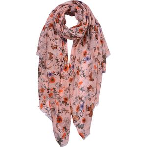 Clayre & Eef Sjaal Dames Print 80x180 cm Roze Shawl Dames