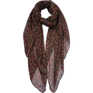 Clayre & Eef Sjaal Dames Print 80x180 cm Rood Zwart Shawl Dames