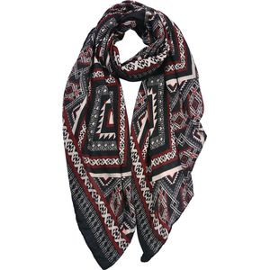 Clayre & Eef Sjaal Dames Print 80x180 cm Zwart Shawl Dames