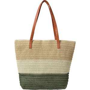 Clayre & Eef Strandtas 46x30 cm Groen Beige Synthetisch