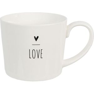 Clayre & Eef Mok met hart LOVE 12x8x7cm 300ml wit Aardewerk Clayre & Eef Beker