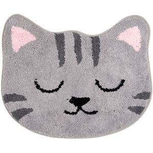 Clayre & Eef Badmat 60x50x1 cm Grijs Polyester Kat