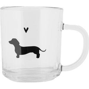 Clayre & Eef Theeglas tekkel 200ml 11x8x9cm transparant Glas Clayre & Eef Koffie- en theeglas