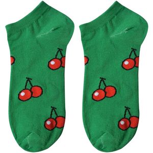 Clayre & Eef - Sokken - Groen - Kersenmotief - Polyester