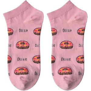 Clayre & Eef - Sokken - Roze - Donut Motief - Maat 36-41 - Polyester