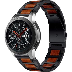 Strap-it Samsung Galaxy Watch 46mm houten/stalen band (zwart)