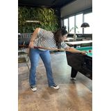 Red Button Cropped Slim Fit Jeans Babette Medium Blue Denim