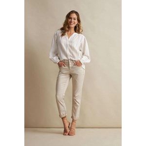 Red Button - Blouse - Ecru - Lurex Stripe