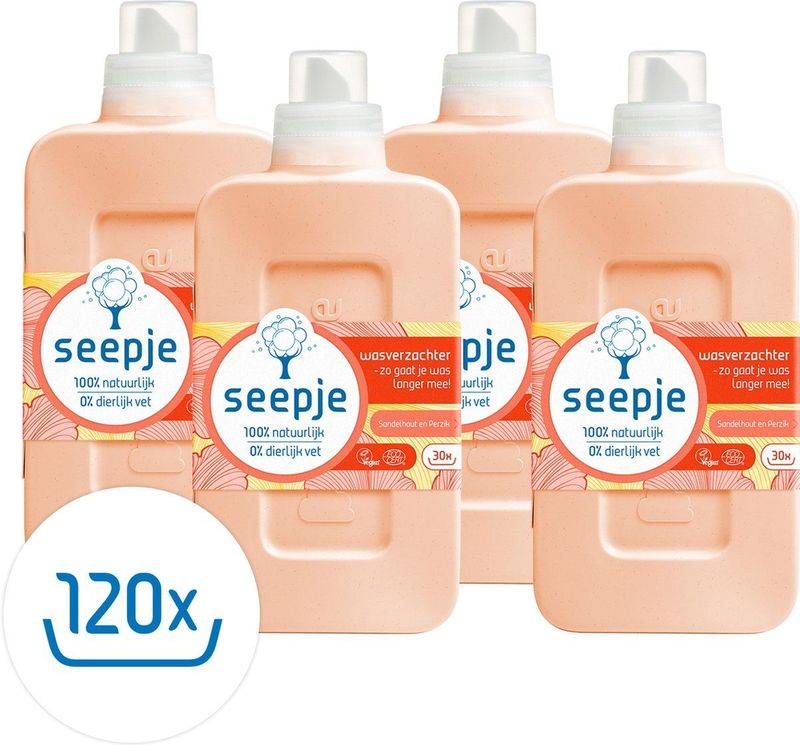 Seepje - Wasverzachter - Sandelhout en Perzik - 750 ml - 30 Wasbeurten