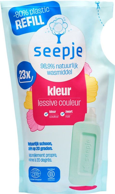 Seepje - Wasmiddel Kleur - Navulling - 1lt - Vegan - ECOCERT