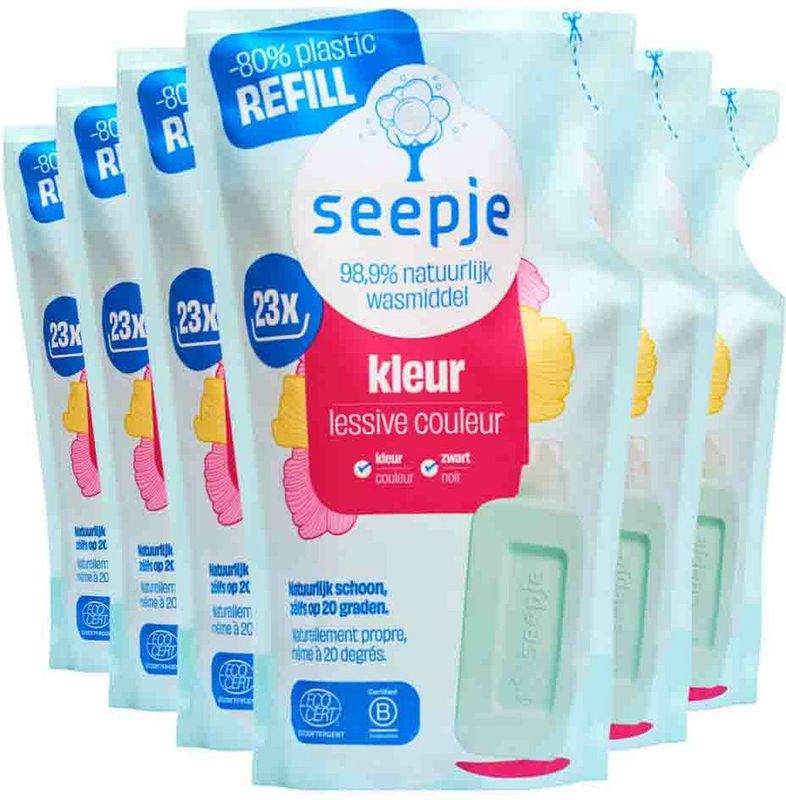 Seepje - Vloeibaar Wasmiddel Kleur - Navulling - Magische Magnolia - 6x 1 Liter