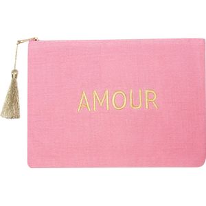 Make-Up tas - Amour Roze | Toilettas | 22 x 16 cm | Katoen | Fashion Favorite