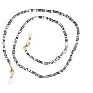 Zonnebril Ketting LOVE - Black / White | 70 cm | Brillenkoord Bijoux / Polyemeer | Fashion Favorite