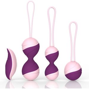 Playbird® - Bekkenbodemtrainer set aubergine - met afstandsbediening - vaginale balletjes