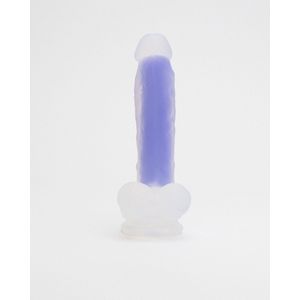 Playbird® - Glow in the dark dildo - 21 cm - paars - sterke zuignap - flexibel