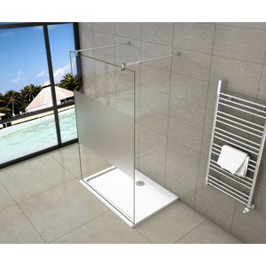 Serie Chrysant - Inloopdouche/ Douchewand - 100x200 - Chroom - Antikalk - 8mm Semi Gesatineerd Veiligheidsglas - Vrijstaand