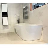 Ligbad Saar - Half Vrijstaand - 180x80x58 cm - Glasvezelversterkt Acryl - Glans Wit - Inclusief Waste en Overloop