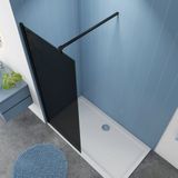 Serie Black Dahlia - Inloopdouche/ Douchewand - 90x200 - Mat Zwart - 8mm Rookglas