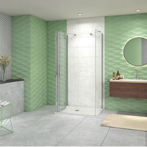 Douchecabine Vrijstaand Poppy 70x80 Vouwdeur met Twee Zijwanden 80cm Antikalk 6Mm Helder Glas Chroom