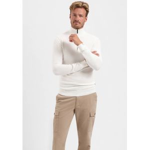 Saint Steve Trui met rits ecru (Maat: M) - Effen - Halslijn: Opstaande kraag met rits,