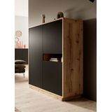 Meubella - Kast Acuna - Mat zwart - Eiken - 121 cm