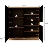 Meubella - Kast Acuna - Mat zwart - Eiken - 121 cm