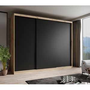 Meubella - Kledingkast Luxor - Zwart - Eiken - 250 cm