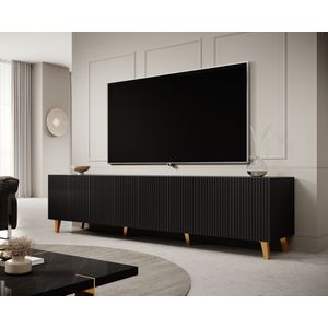 Meubella - TV-Meubel Prime - Zwart - 200 cm