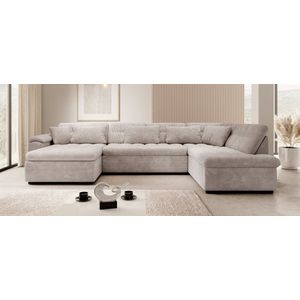Meubella - Hoekbank Nicoreta - Beige ribstof - Links