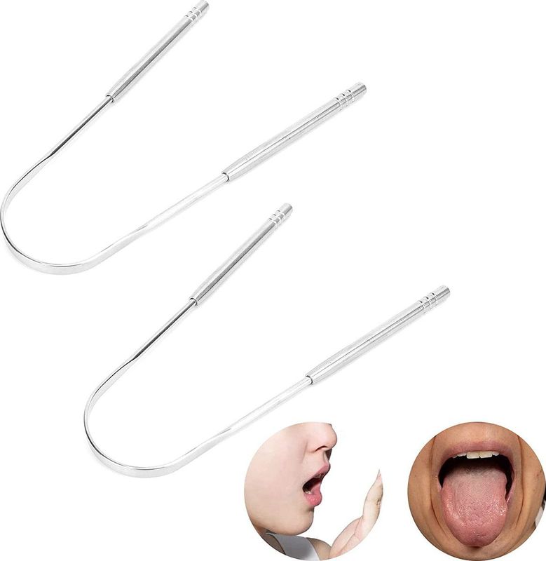 *** 2x Fresh Hygienische Tongreiniger Zilver - Tongschraper - Mondverzorging - Slechte Adem Bacterien - van Heble® ***