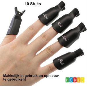 *** Nagellak Remover Clips 10 stuks - Plastic Nail art Losweken Dop Clips Gel Polish Remover - van Heble® ***