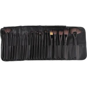 ***24-delige Complete Make-up Kwasten Set: Met Foundation, Poeder, Oogschaduw Kwasten + Leren Opbergetui - van Heble® ***