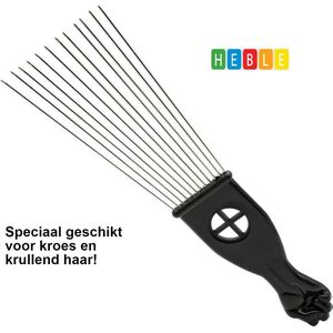 *** Afro Kam - Afro Comb - Afro Pick - Styling Pik Afro Comb - Zwart - van Heble® ***