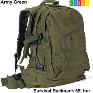 *** Survival Commando Backpack 55L - Militair Tactisch - Leger Groen - Wandelrugzak - van Heble® ***