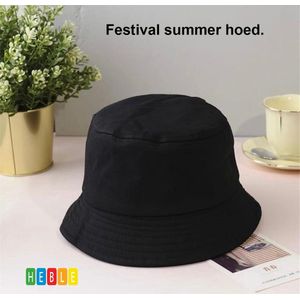 *** Hoed Festival Zomer - Bucket Hat - Vissershoedje - Zwart - Zonnehoed - van Heble® ***