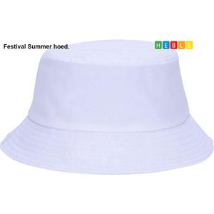 *** Hoed Festival Zomer - Bucket Hat - Vissershoedje - Wit - Zonnehoed - van Heble® ***