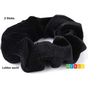 2 Stuks Haarwokkel Scrunchie - Zwart Velvet - Haarelastiek - Haar Mode - Heble®