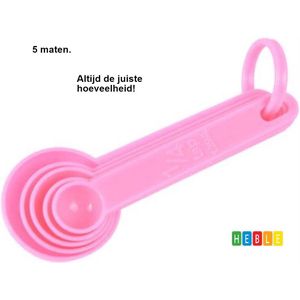5-delige ROZE Maatlepelset van Heble® Keukengerei