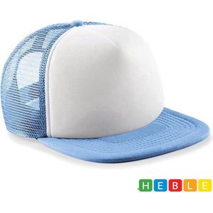 Heble® - Junior-Pet Truckers Cap~Halve Mesh~Polyester~Lichtblauw/Wit