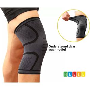 *** 1x Premium Kniebrace Maat M - Knieband Grijs - Compressieband - Steunband - van Heble® ***