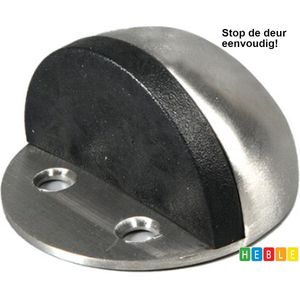 *** Deurstopper RVS - Zilver - Zelfklevende Deurstop - Incl. 2 schroeven & Zelfklevend Tape - Deurstopper van Metaal - Doorstop - van Heble® ***