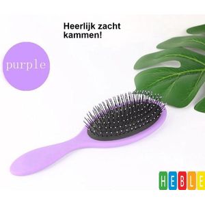 *** Fijne zachte anti klit haarborstel - Kammen Salon -Paars - van Heble® ***