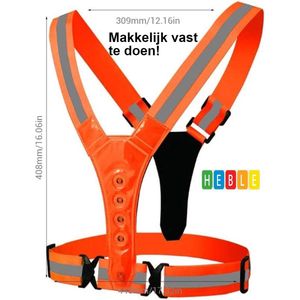 *** Hardloopvest Reflecterend met LED verlichting - Veiligheidsvest met Verlichting - Zichtbaar - van Heble® ***