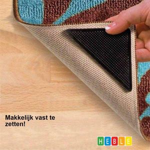 *** 4 stuks Anti-slip Sticker Tapijt Tape Dubbelzijdig - Dubbelzijdige Vloerkleed Kleefband - Verwijderbaar Gripstickers voor op Douchemat & Vloerkleed - Herbruikbaar - Voorkomt Uitglijden van Heble® ***