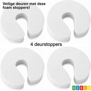 *** Deurstoppers - Deurstop - Deurstopper - Foam - 4 stuks - Wit - Vingerbescherming - Kinderbeveiliging - Veiligheid voor Kinderen - Muurbeschermer - Universeel - van Heble® ***