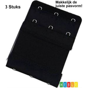*** 3x Verlengstukje voor BH - 3-Pack - BH verlengstuk - 3Haaks - Multipack Verlengstuk - BH verbreden - van Heble® ***