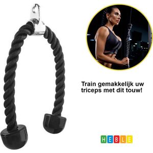 *** Tricep Rope - Trekkoord voor Krachtstation - Zwart - Nylon - van Heble® ***