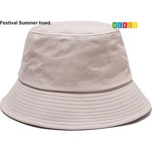 *** Hoed Festival Zomer - Bucket Hat - Vissershoedje - Beige - Zonnehoed - van Heble® ***